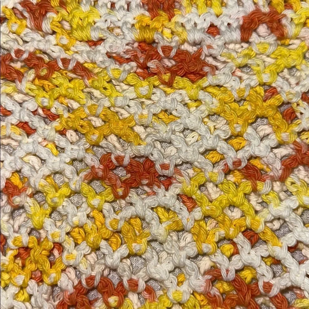 Handmade Crochet White Orange Yellow CandyCorn Colored Small Fishnet Market Tote